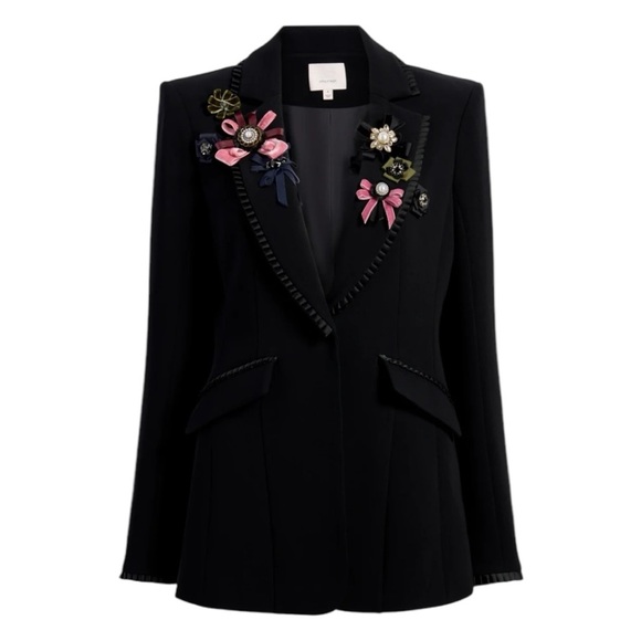 Cinq a Sept Jaden Ribbon Applique Blazer In Black Size 6 - Picture 1 of 12